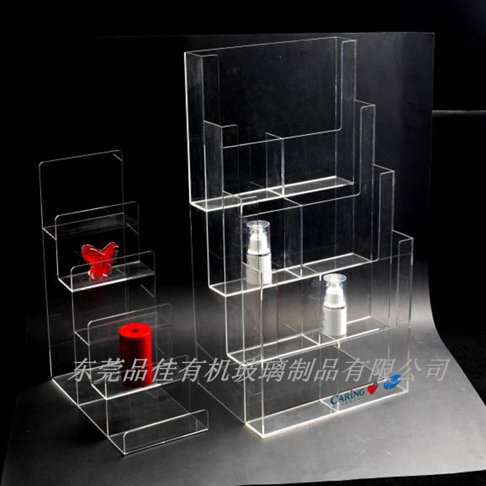東莞有機(jī)玻璃展示架 透明梯形亞克力展示架 定制亞克力展示架